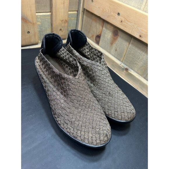 By Bernie Mev Metallic Dark Gold Woven Slip-On Wedge Shoes Size 8.5-9 - Picture 2 of 8